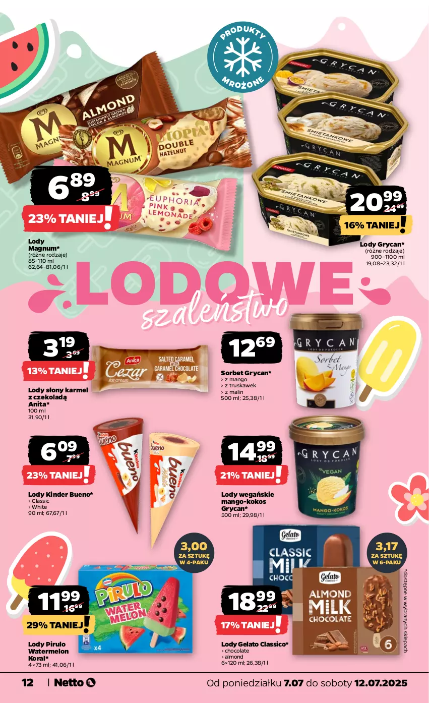 Gazetka promocyjna Netto - Od Poniedziałku - ważna 07.07 do 12.07.2025 - strona 12 - produkty: Gry, Kinder, Kinder Bueno, Kokos, Lody, Mango, Melon