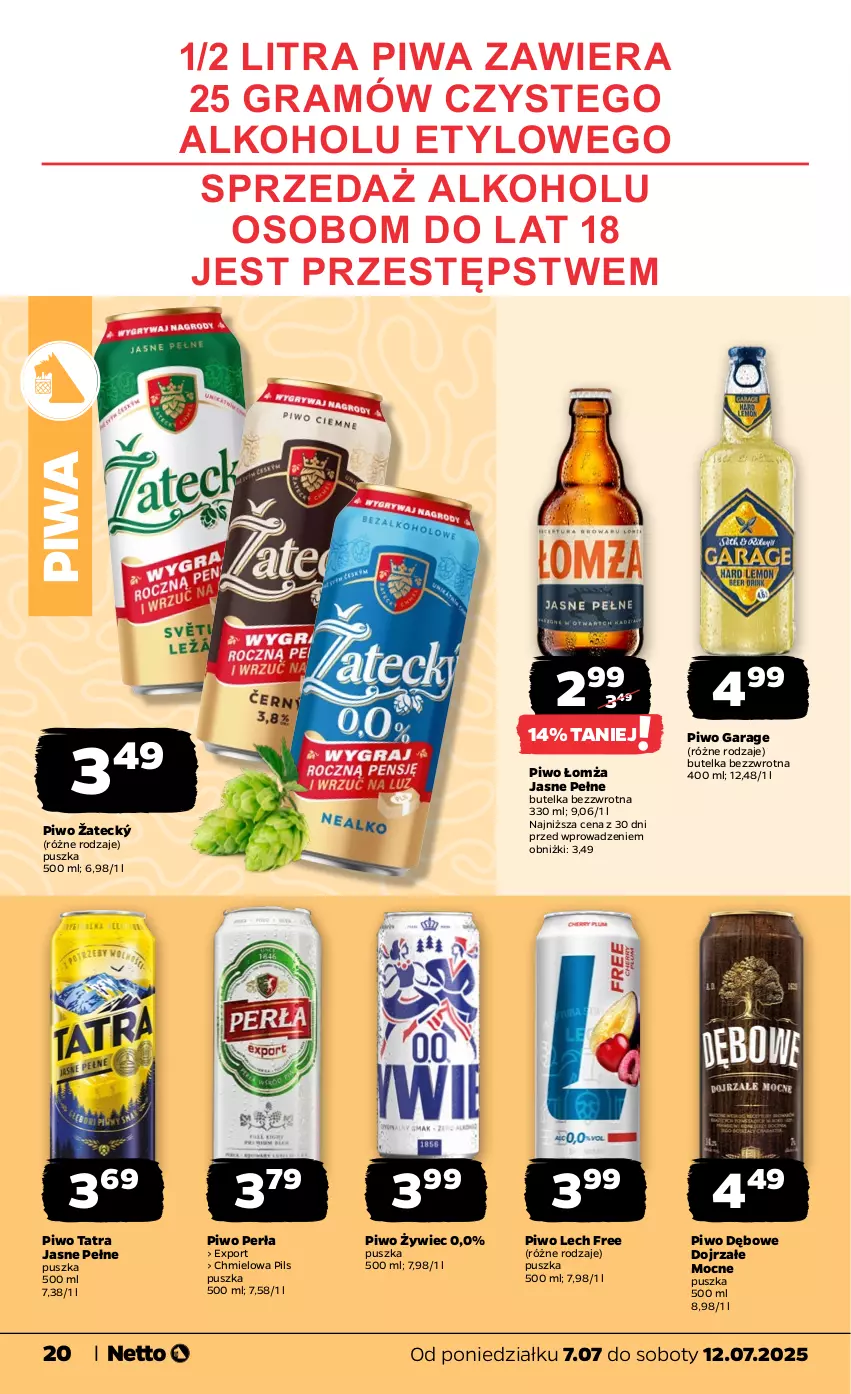 Gazetka promocyjna Netto - Od Poniedziałku - ważna 07.07 do 12.07.2025 - strona 20 - produkty: Gra, Perła, Piwa, Piwo, Por, Tatra