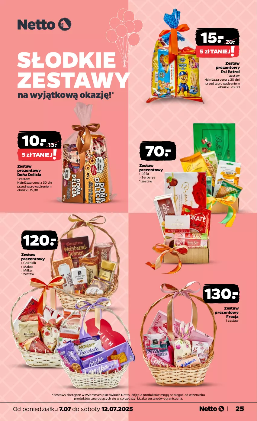 Gazetka promocyjna Netto - Od Poniedziałku - ważna 07.07 do 12.07.2025 - strona 25 - produkty: Gra, Milka, Psi Patrol, Róża, Zestaw prezentowy