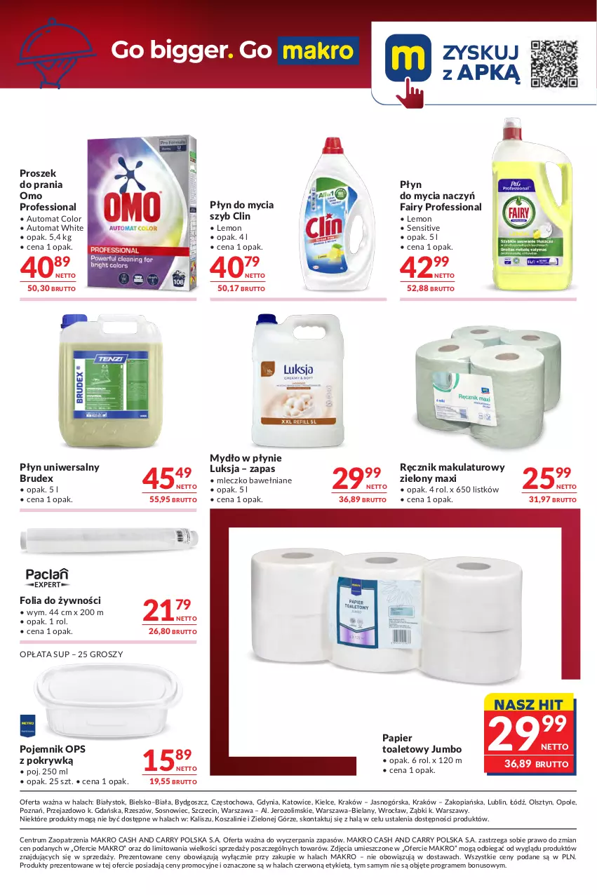 Gazetka promocyjna Makro - Oferta dla Gastronomii - ważna 29.09 do 12.10.2026 - strona 10 - produkty: Clin, Do mycia naczyń, Fa, Fairy, Gra, Kosz, Luksja, Mleczko, Mydło, Mydło w płynie, Papier, Papier toaletowy, Płyn do mycia, Płyn do mycia naczyń, Pojemnik, Proszek do prania, Ręcznik, Rum, Sos, Szal