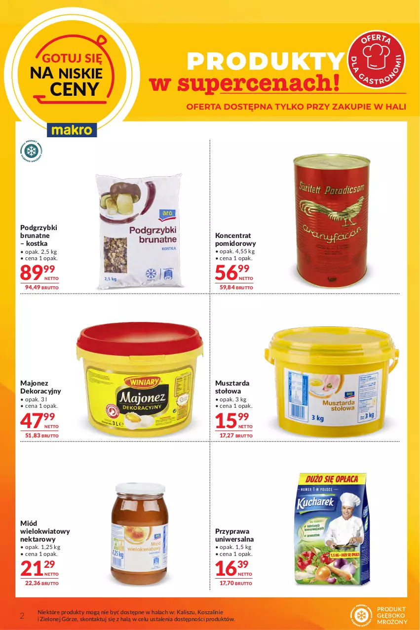 Gazetka promocyjna Makro - Oferta dla Gastronomii - ważna 29.09 do 12.10.2026 - strona 2 - produkty: Koncentrat pomidorowy, Kosz, Majonez, Miód, Mus, Musztarda, Nektar, Podgrzybki, Przyprawa uniwersalna, Szal