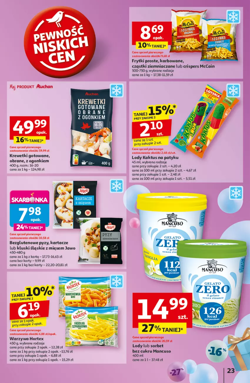 Gazetka promocyjna Auchan - Te URODZINY są NAJ Hipermarket - ważna 30.04 do 07.05.2025 - strona 27 - produkty: Frytki, Hortex, Kaktus, Krewetki, Lody, Marchewka, McCain, Warzywa
