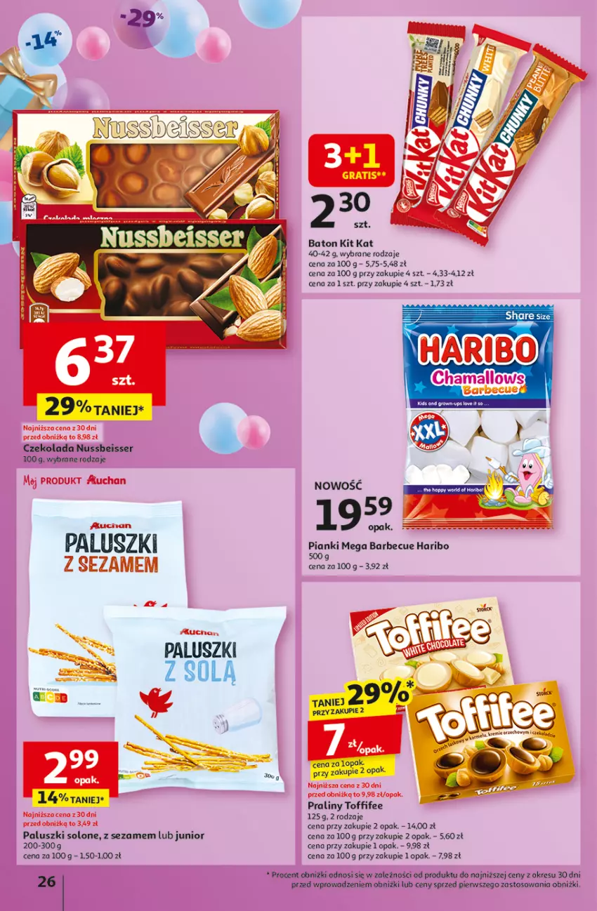 Gazetka promocyjna Auchan - Te URODZINY są NAJ Hipermarket - ważna 30.04 do 07.05.2025 - strona 30 - produkty: Ba!, Baton, Czekolada, Kit Kat, Praliny, Ser, Sezam, Toffifee