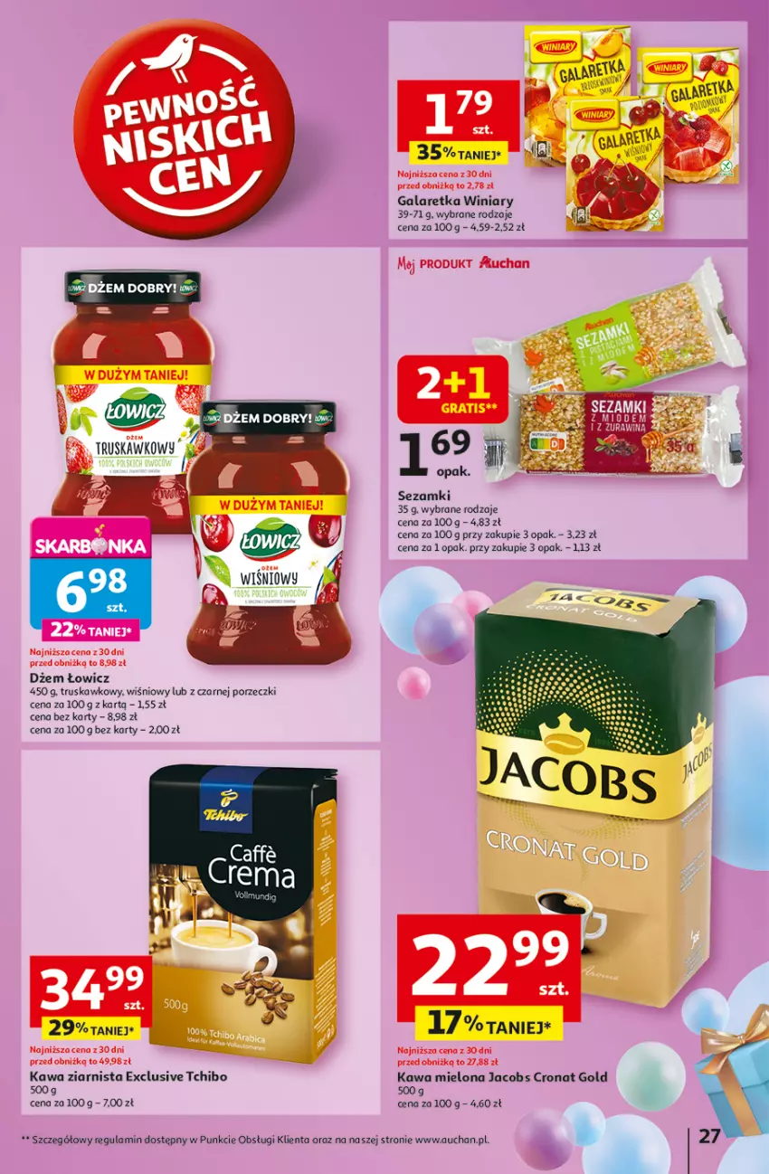 Gazetka promocyjna Auchan - Te URODZINY są NAJ Hipermarket - ważna 30.04 do 07.05.2025 - strona 31 - produkty: Dżem, Gala, Galaretka, Jacobs, Kawa, Kawa mielona, Kawa ziarnista, Por, Sezam, Tchibo, Winiary