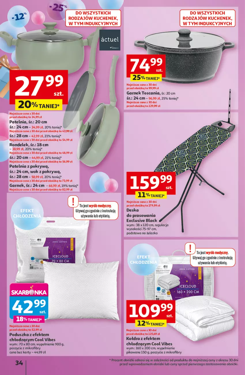 Gazetka promocyjna Auchan - Te URODZINY są NAJ Hipermarket - ważna 30.04 do 07.05.2025 - strona 38 - produkty: Deska do prasowania, Garnek, Gin, Kołdra, Lack, Patelnia, Poduszka, Rondel, Sok