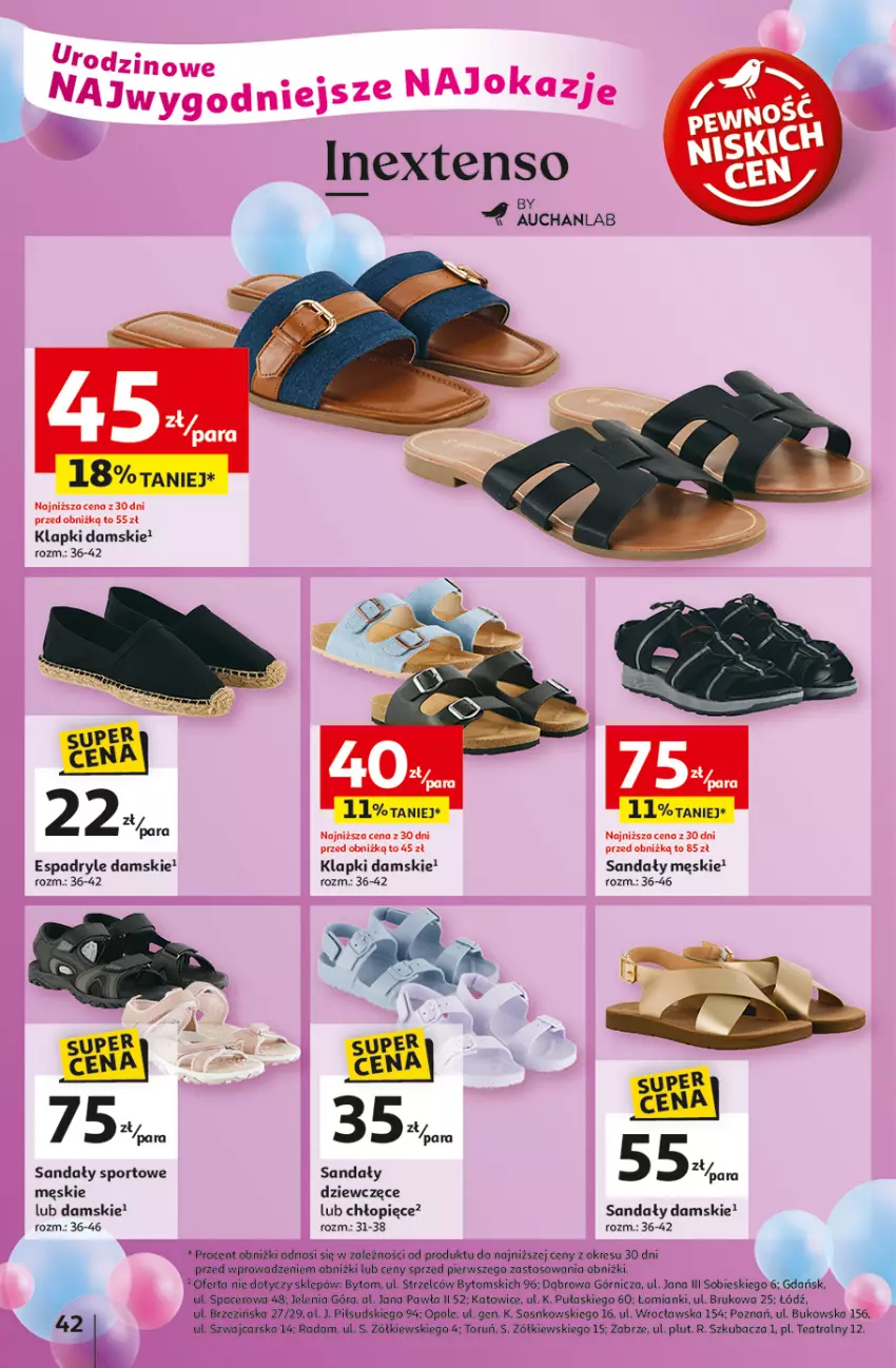 Gazetka promocyjna Auchan - Te URODZINY są NAJ Hipermarket - ważna 30.04 do 07.05.2025 - strona 46 - produkty: Acer, Cars, Klapki, Por, Sandał, Sos, Sport