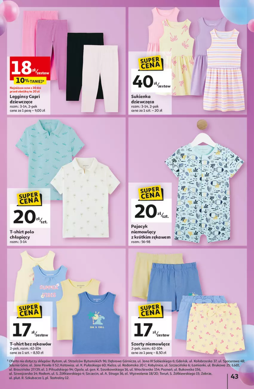 Gazetka promocyjna Auchan - Te URODZINY są NAJ Hipermarket - ważna 30.04 do 07.05.2025 - strona 47 - produkty: Acer, Cars, Gin, Legginsy, Pajac, Sos, Sukienka, Szorty, T-shirt