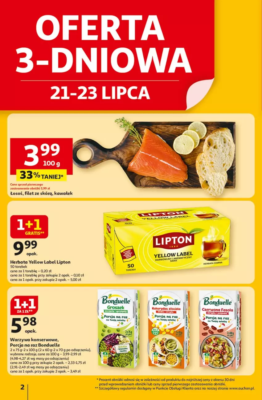 Gazetka promocyjna Auchan - Pewność niskich cen Hipermarket - ważna 17.07 do 23.07.2025 - strona 2 - produkty: Bonduelle, Fa, Kawa, Kukurydza, Lipton, Ocet, Por, Ser, Wałek, Warzywa, Warzywa konserwowe