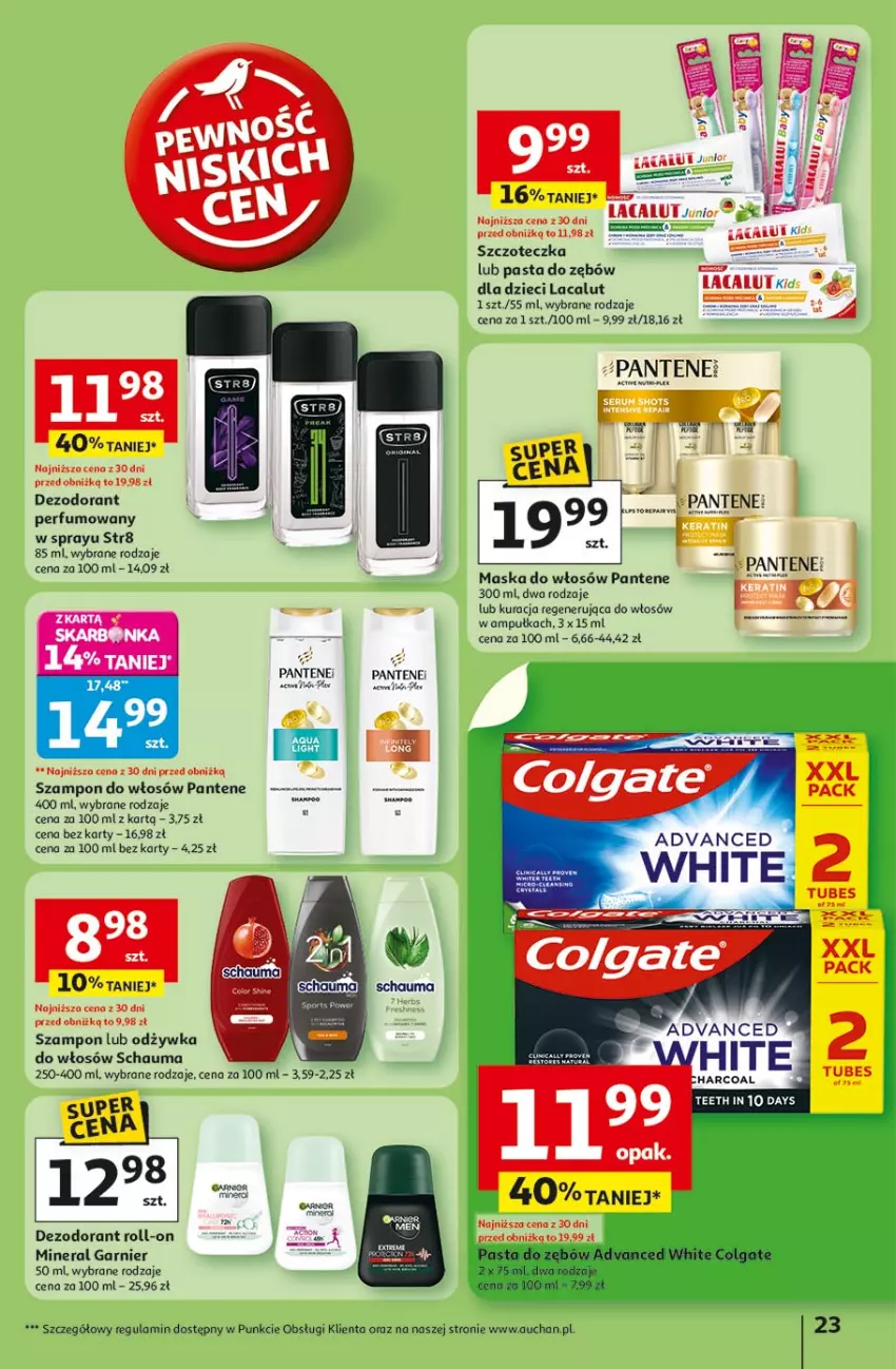 Gazetka promocyjna Auchan - Pewność niskich cen Hipermarket - ważna 17.07 do 23.07.2025 - strona 23 - produkty: Dezodorant, Dzieci, Garnier, Lacalut, Odżywka, Pantene, Pasta do zębów, Perfum, Por, Schauma, Str8, Szampon, Szczoteczka