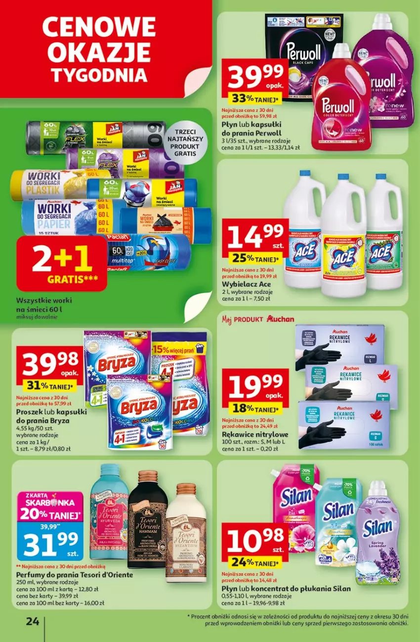 Gazetka promocyjna Auchan - Pewność niskich cen Hipermarket - ważna 17.07 do 23.07.2025 - strona 24 - produkty: Bryza, Gra, Perfum, Perwoll, Rękawice, Silan