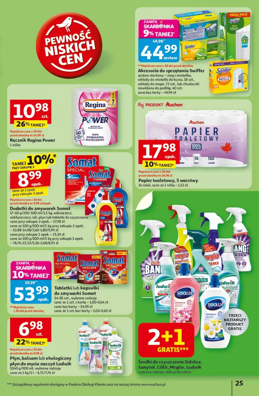 Gazetka promocyjna Auchan - Pewność niskich cen Hipermarket - ważna 17.07 do 23.07.2025 - strona 25 - produkty: Chusteczki, Do mycia naczyń, Gin, Gra, Ludwik, Mop, Papier, Papier toaletowy, Płyn do mycia, Płyn do mycia naczyń, Ręcznik, Sól, Somat, Tablet, Zmywarki