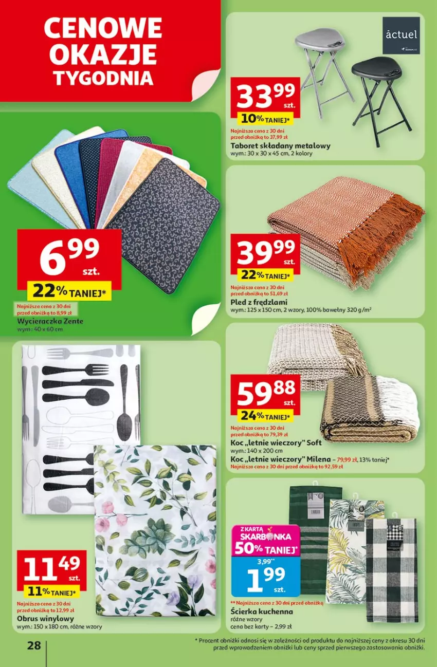 Gazetka promocyjna Auchan - Pewność niskich cen Hipermarket - ważna 17.07 do 23.07.2025 - strona 28 - produkty: Koc, Obrus, Pled, Taboret, Taboret składany, Tran
