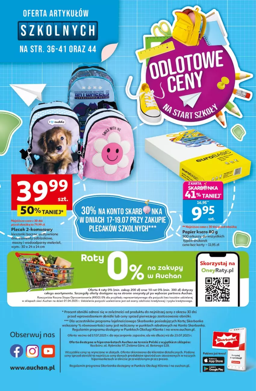 Gazetka promocyjna Auchan - Pewność niskich cen Hipermarket - ważna 17.07 do 23.07.2025 - strona 45 - produkty: Gra, Papier, Plecak, Por, Ser, Top