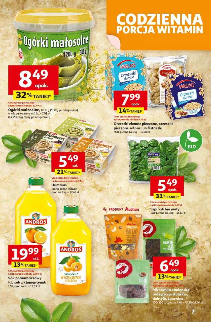 Gazetka promocyjna Auchan - Pewność niskich cen Hipermarket - ważna 17.07 do 23.07.2025 - strona 7 - produkty: Hummus, LANA, Miecz, Mus, Piec, Sok, Sok pomarańczowy, Stek, Szpinak