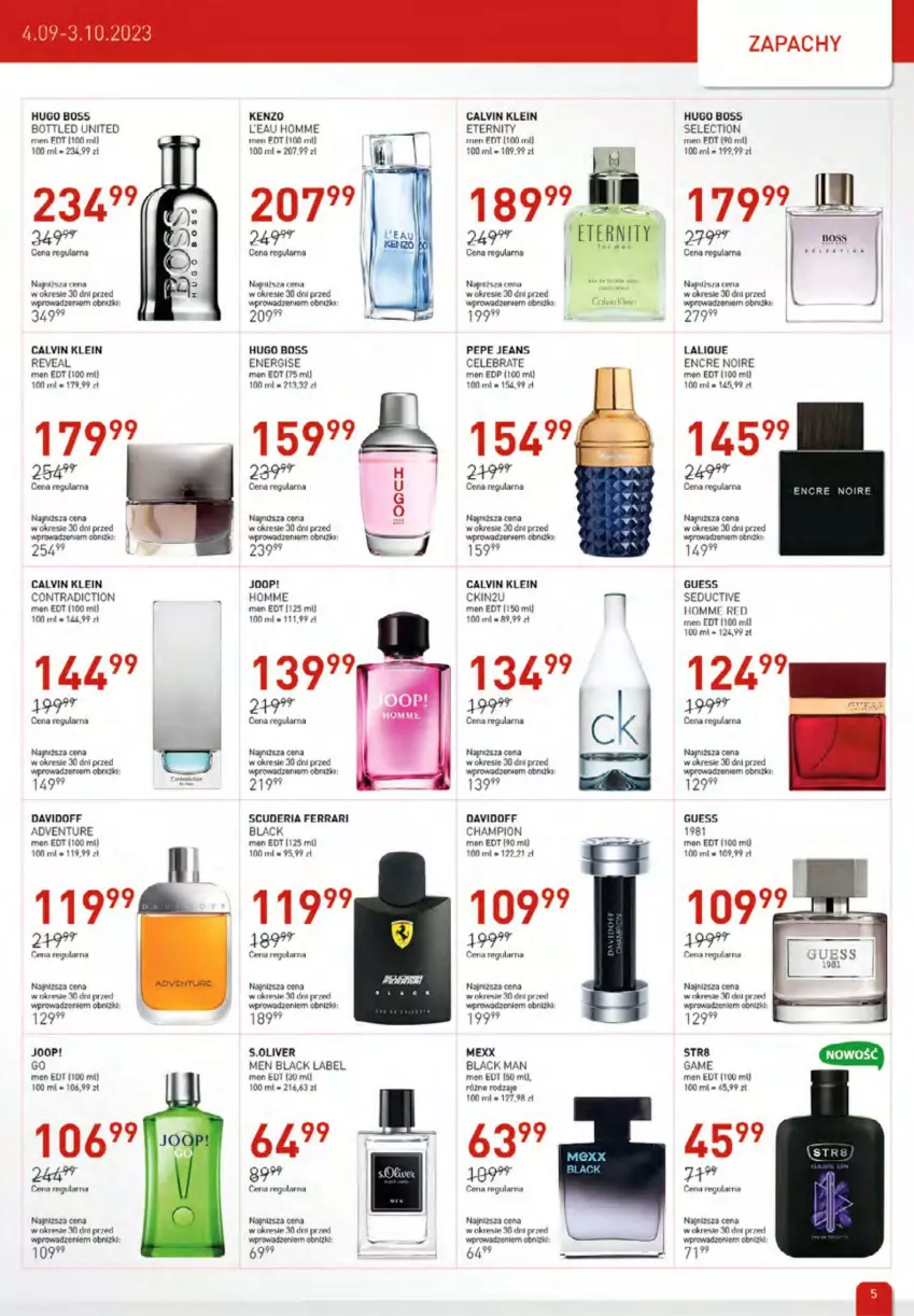 Gazetka promocyjna Drogerie Jawa - ważna 04.09 do 03.10.2023 - strona 5 - produkty: Calvin Klein, Davidoff, Hugo Boss, JOOP!, Kenzo, Lack, Mexx, Obraz, S.Oliver, Str8