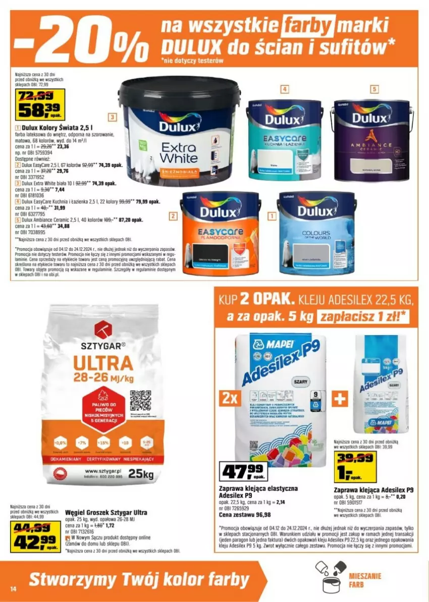 Gazetka promocyjna Obi - ważna 04.12 do 24.12.2024 - strona 6 - produkty: Dulux, Fa, Farba lateksowa, Groszek, Klej, Kuchnia, Rama, Tran