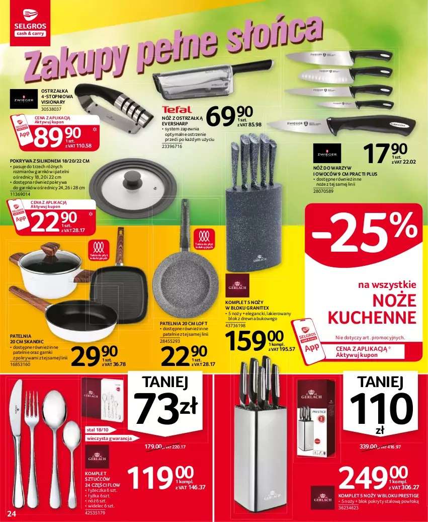 Gazetka promocyjna Selgros - Oferta przemysłowa - ważna 24.06 do 07.07.2021 - strona 24 - produkty: Gra, Lakier, Noż, Patelnia, Pokrywa, Sharp, Top, Widelec