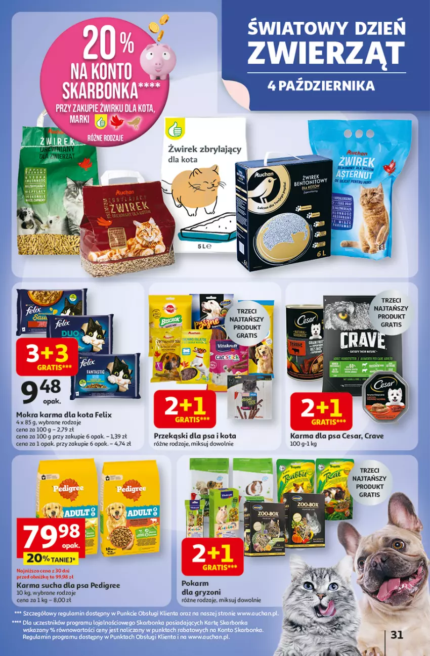 Gazetka promocyjna Auchan - Wielkie przeboje cenowe Hipermarket - ważna 02.10 do 08.10.2025 - strona 31 - produkty: Felix, Gra, Gry, Mokra karma, Pedigree, Przekąski dla psa