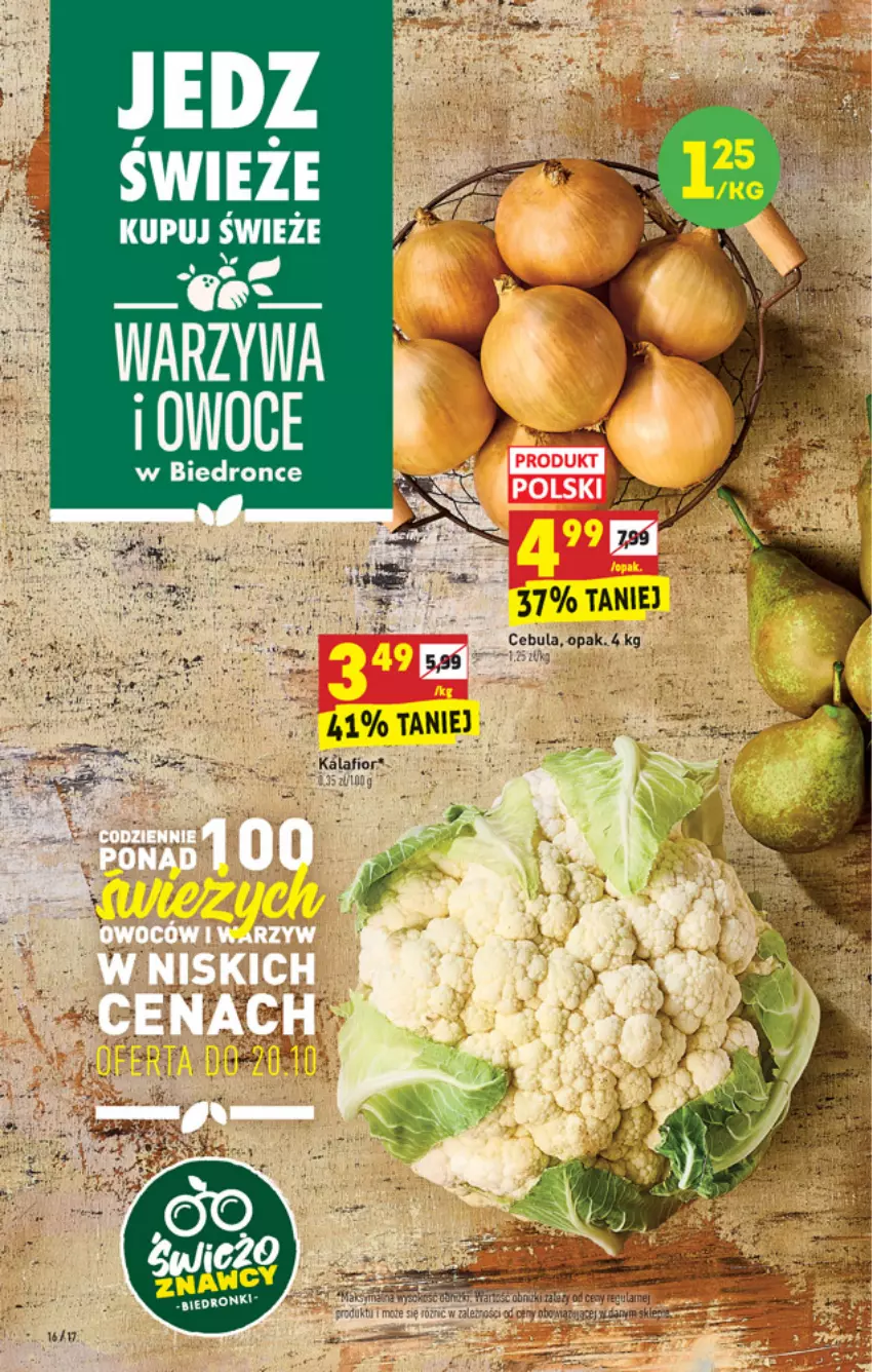 Gazetka promocyjna Biedronka - ważna 18.10 do 23.10.2021 - strona 16 - produkty: Cebula, Kalafior, Warzywa