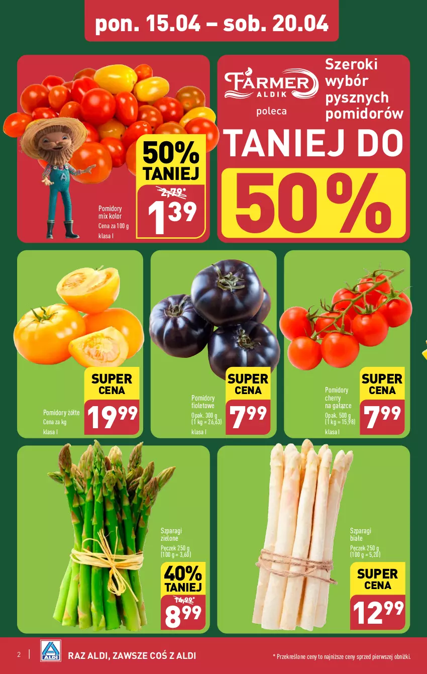 Gazetka promocyjna Aldi - Pełna oferta - ważna 15.04 do 20.04.2024 - strona 2 - produkty: Pomidory