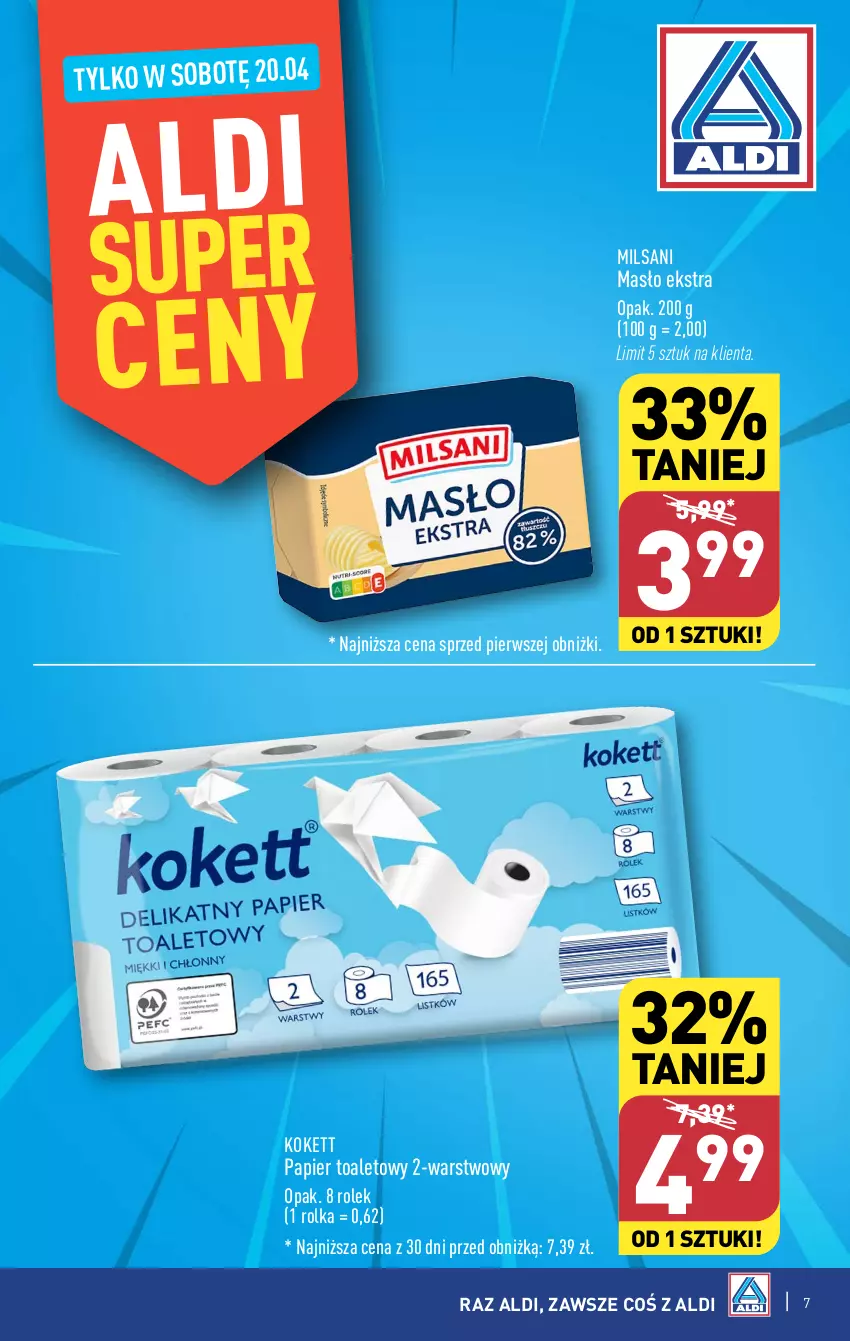 Gazetka promocyjna Aldi - Pełna oferta - ważna 15.04 do 20.04.2024 - strona 7 - produkty: Masło, Papier, Papier toaletowy
