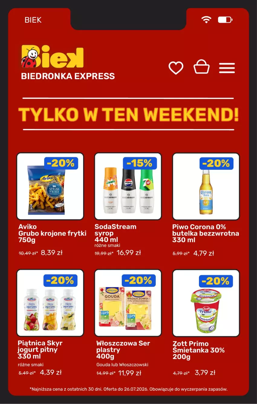 Gazetka promocyjna Biedronka - BIEK - ważna 24.07 do 31.07.2026 - strona 8 - produkty: Frytki, Gouda, Piwo, Ser, Syrop, Włoszczowski, Zott, Zott Primo