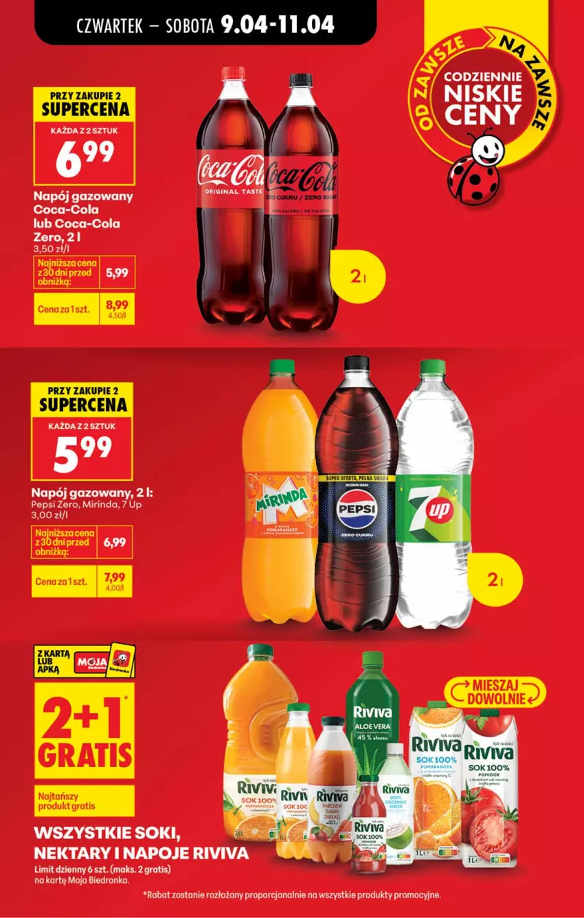Gazetka promocyjna Biedronka - Od Czwartku - ważna 09.04 do 15.04.2026 - strona 16 - produkty: Coca-Cola, Gin, Gra, Mirinda, Napój, Napój gazowany, Napoje, Nektar, Pepsi, Por, Sok