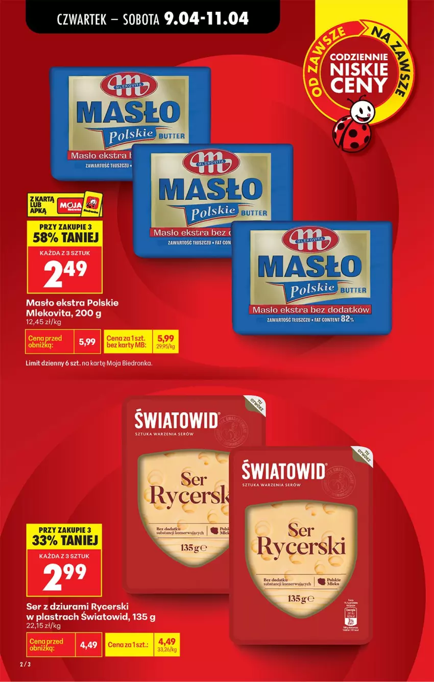 Gazetka promocyjna Biedronka - Od Czwartku - ważna 09.04 do 15.04.2026 - strona 2 - produkty: Masło, Mleko, Mlekovita, Ser, Ser z dziurami
