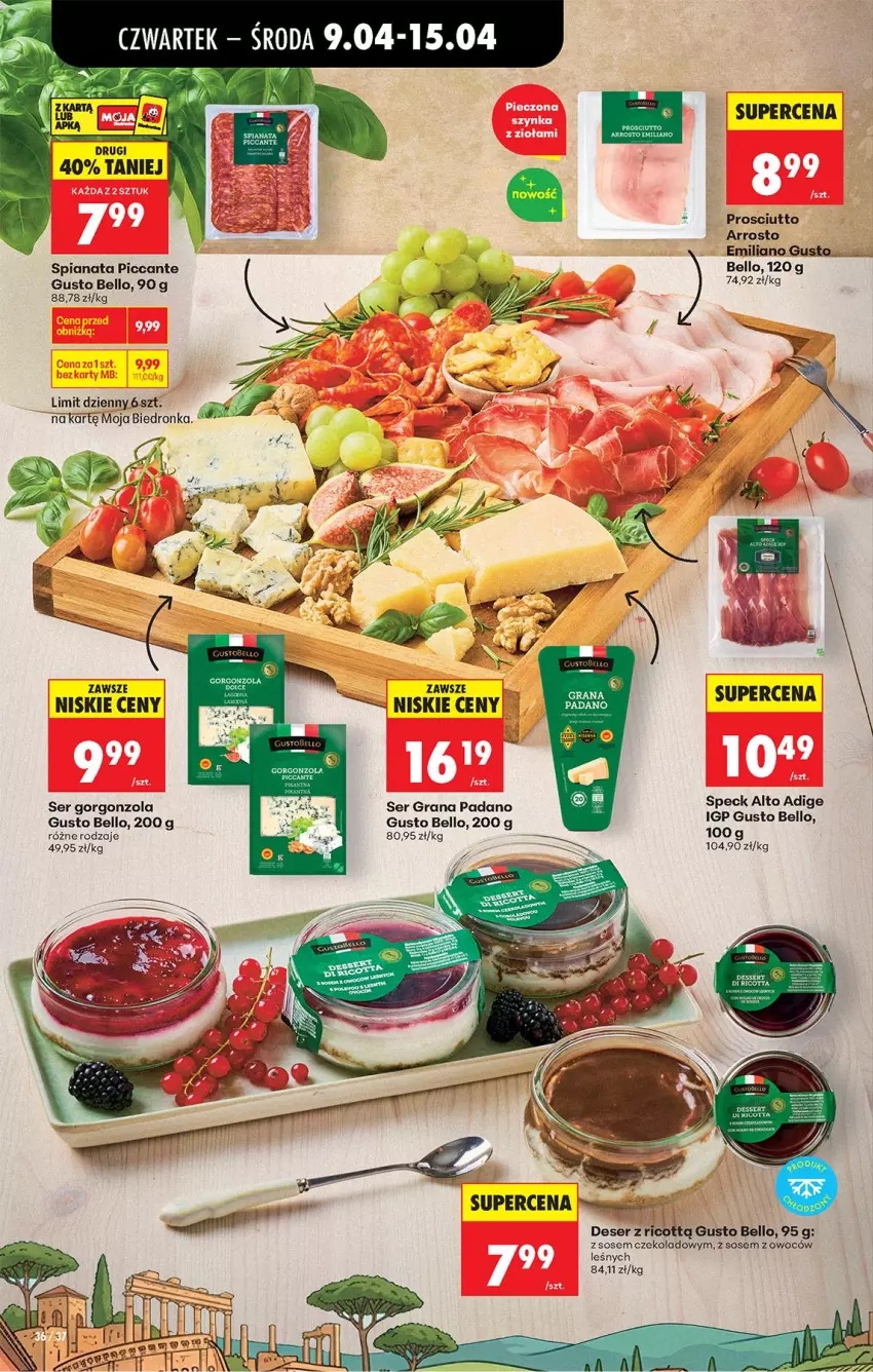 Gazetka promocyjna Biedronka - Od Czwartku - ważna 09.04 do 15.04.2026 - strona 48 - produkty: Bell, Deser, Gorgonzola, Gra, Prosciutto, Ser, Sos