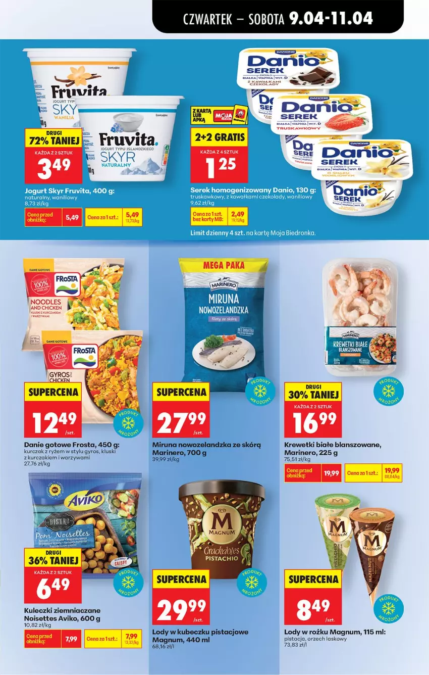 Gazetka promocyjna Biedronka - Od Czwartku - ważna 09.04 do 15.04.2026 - strona 61 - produkty: Danie gotowe, Fa, Frosta, Gyros, Jogurt, Krewetki, Kurczak, Lody, Miruna, Ryż, Ser, Warzywa