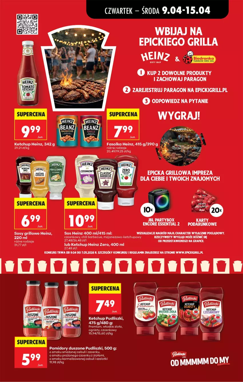 Gazetka promocyjna Biedronka - Od Czwartku - ważna 09.04 do 15.04.2026 - strona 65 - produkty: Fa, Gra, Grill, Heinz, Ketchup, Majonez, Pomidory, Pudliszki, Sos, Szal