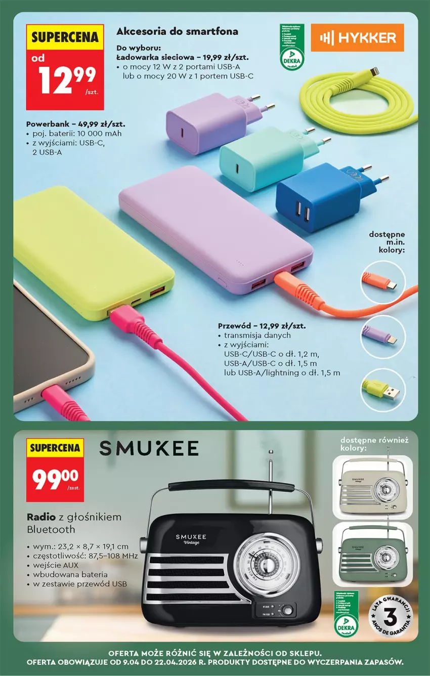 Gazetka promocyjna Biedronka - Od Czwartku - ważna 09.04 do 15.04.2026 - strona 85 - produkty: Bateria, Głośnik, Por, Powerbank, Przewód, Smartfon, Tran, Warka