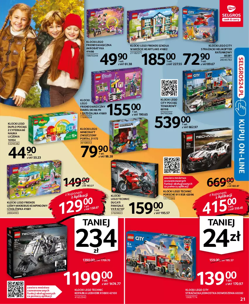 Gazetka promocyjna Selgros - Oferta przemysłowa - ważna 28.10 do 09.11.2021 - strona 21 - produkty: Ducati, Helikopter, Klocki, LEGO, LEGO City, LEGO Duplo, LEGO Friends, LEGO Minecraft, LEGO Technic, Minecraft, Parka, Pociąg, Por, Portal, Portal 2