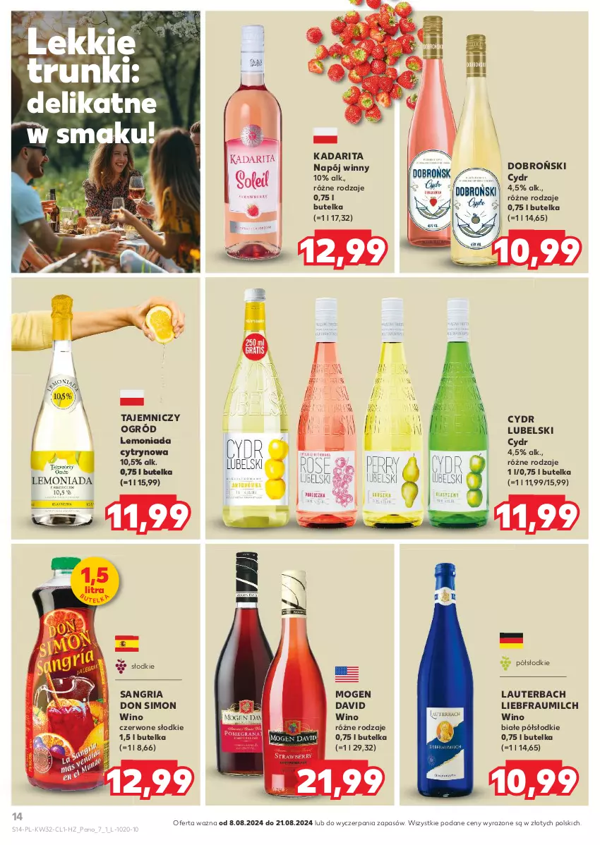 Gazetka promocyjna Kaufland - Barek Kauflandu - ważna 08.08 do 21.08.2024 - strona 14 - produkty: Lemoniada, Mogen David, Napój, Ogród, Wino, Wino białe, Wino czerwone