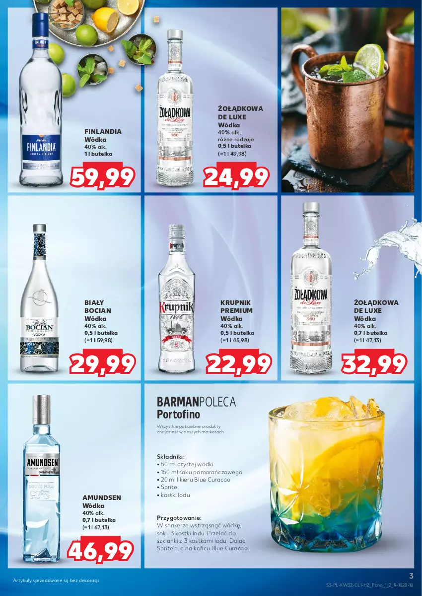 Gazetka promocyjna Kaufland - Barek Kauflandu - ważna 08.08 do 21.08.2024 - strona 3 - produkty: Amundsen, Biały Bocian, Finlandia, Krupnik, Lanki, Likier, Por, Sok, Sprite, Wódka