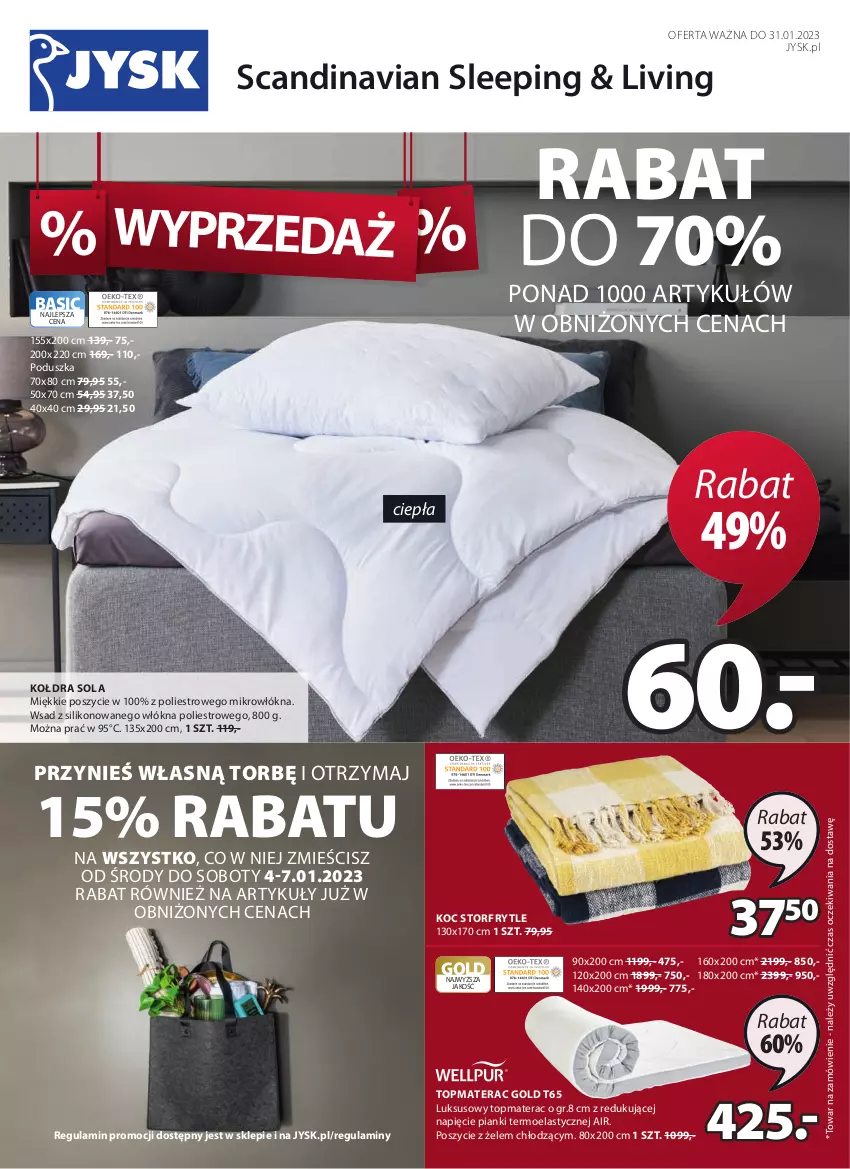 Gazetka promocyjna Jysk - Oferta tygodnia - ważna 04.01 do 31.01.2023 - strona 2 - produkty: Koc, Kołdra, Materac, Poduszka, Tera, Top