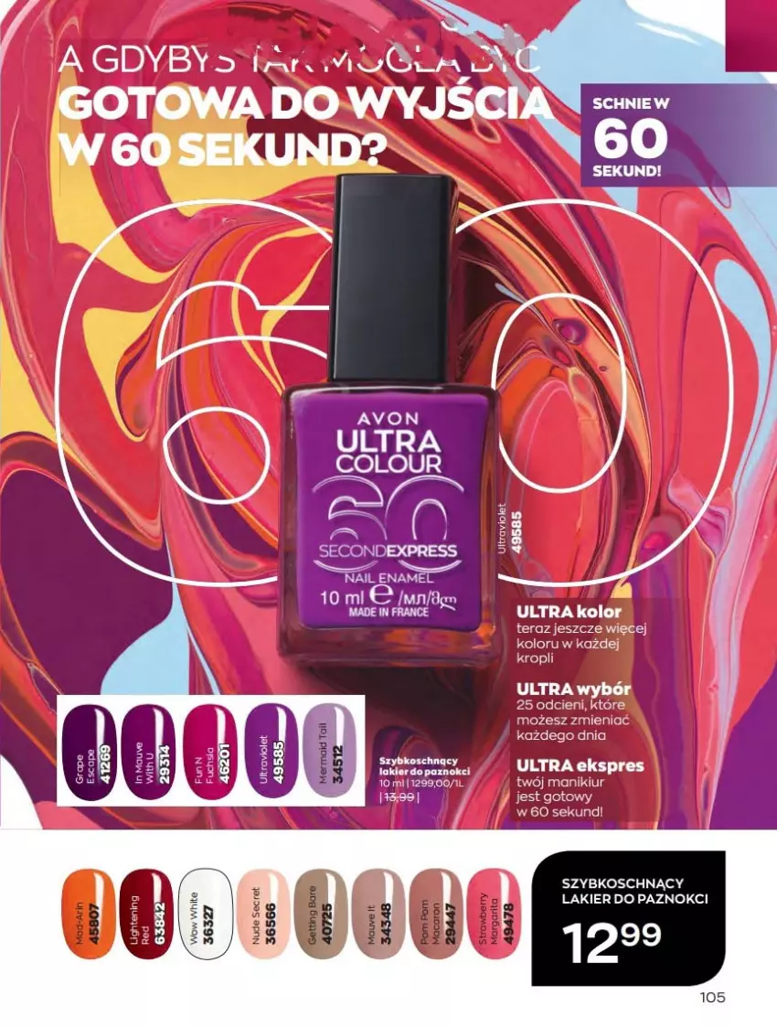 Gazetka promocyjna Avon - Katalog Avon 10/2022 kampania październik - ważna 01.10 do 31.10.2022 - strona 105 - produkty: Lakier, Lakier do paznokci, Tera