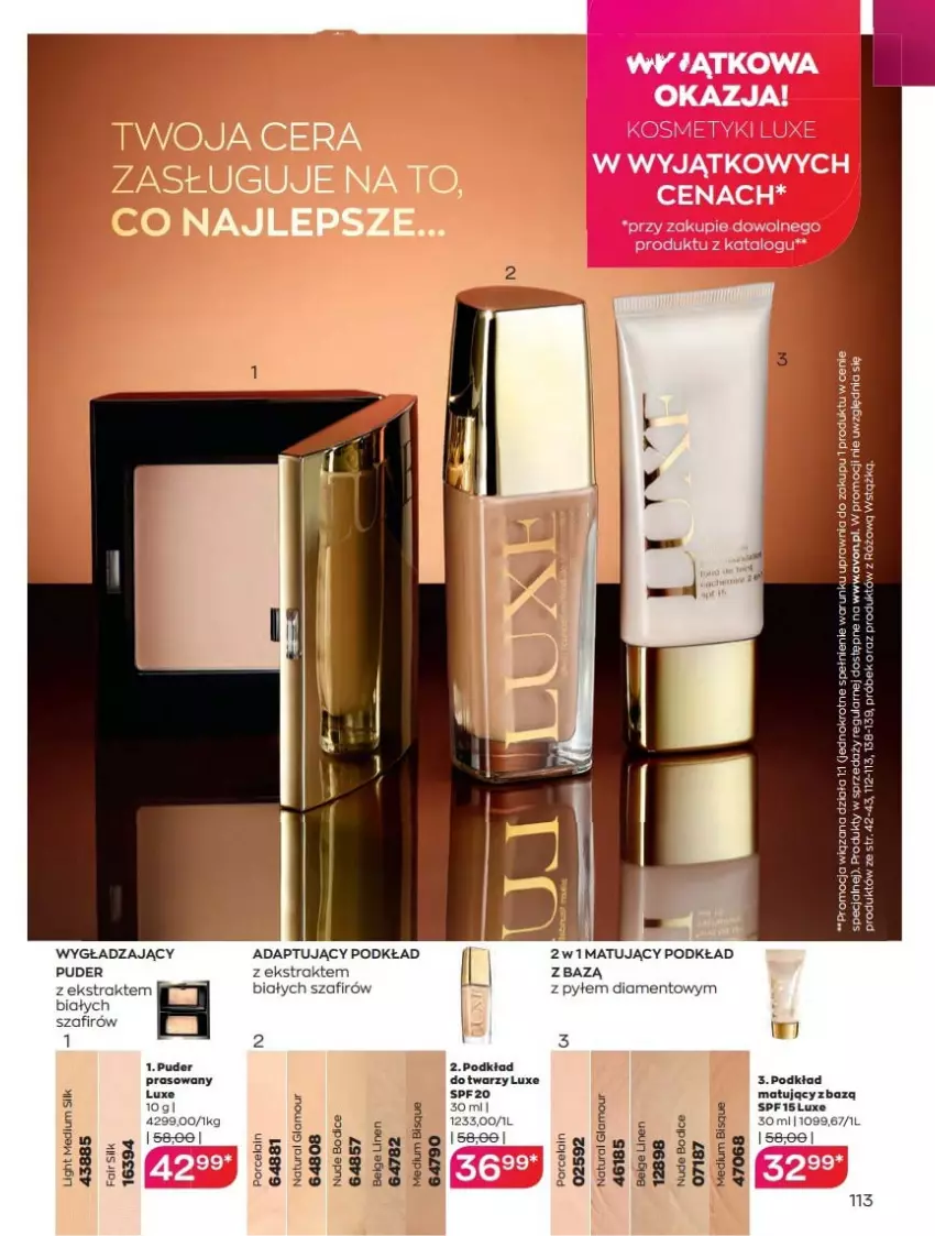 Gazetka promocyjna Avon - Katalog Avon 10/2022 kampania październik - ważna 01.10 do 31.10.2022 - strona 113 - produkty: Fa, LG, Podkład, Puder