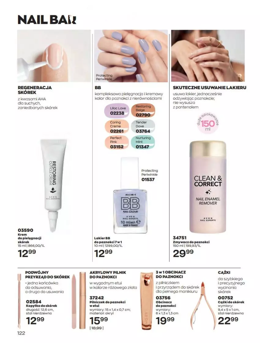 Gazetka promocyjna Avon - Katalog Avon 10/2022 kampania październik - ważna 01.10 do 31.10.2022 - strona 122 - produkty: Cążki, Lakier, Pilnik, Wasa, Zmywacz do paznokci