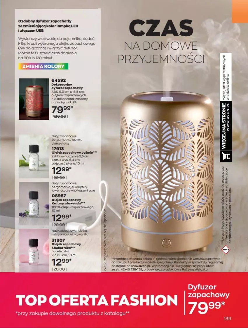 Gazetka promocyjna Avon - Katalog Avon 10/2022 kampania październik - ważna 01.10 do 31.10.2022 - strona 139 - produkty: Dyfuzor zapachowy, Kosz, Nuty, Olej, Pojemnik, Róża