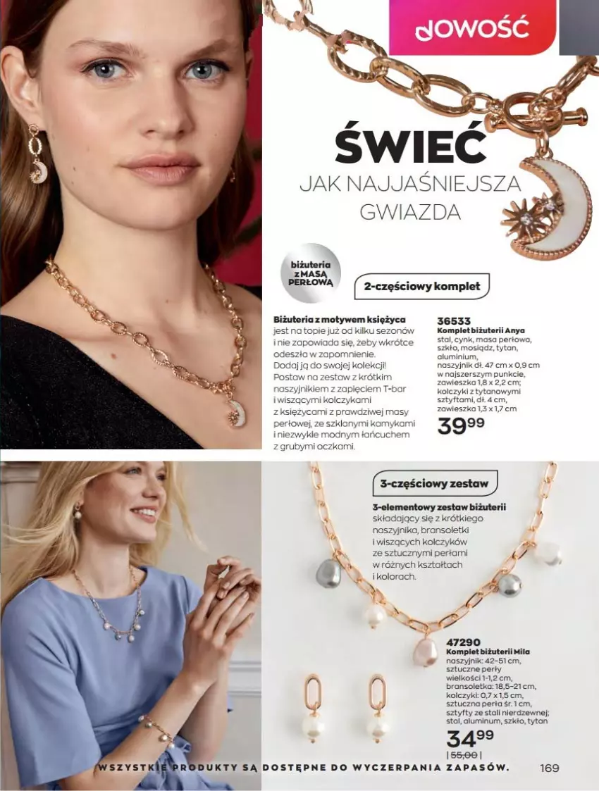 Gazetka promocyjna Avon - Katalog Avon 10/2022 kampania październik - ważna 01.10 do 31.10.2022 - strona 169 - produkty: Bizuteria, Bransoletka, Cynk, Kolczyki, Naszyjnik, O nas, Perła, Top, Tytan