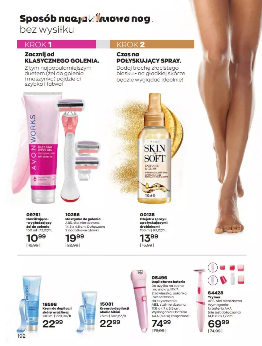 Gazetka promocyjna Avon - Katalog Avon 10/2022 kampania październik - ważna 01.10 do 31.10.2022 - strona 192 - produkty: Bikini, Inka, Krem do depilacji, Maszynka, Maszynka do golenia, Olej, Szynka