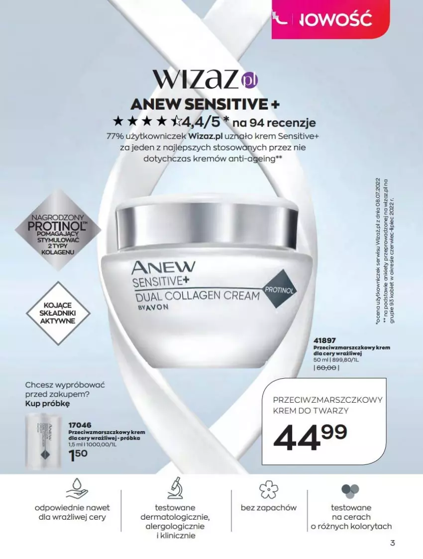 Gazetka promocyjna Avon - Katalog Avon 10/2022 kampania październik - ważna 01.10 do 31.10.2022 - strona 3 - produkty: Anew, Krem do twarzy, Mars, Ser