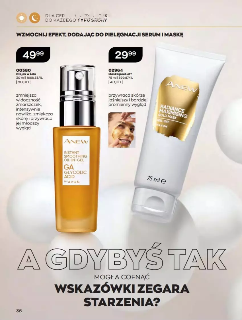 Gazetka promocyjna Avon - Katalog Avon 10/2022 kampania październik - ważna 01.10 do 31.10.2022 - strona 36 - produkty: Acer, Mars, Maska, Olej, Rum, Ser, Serum, Zegar