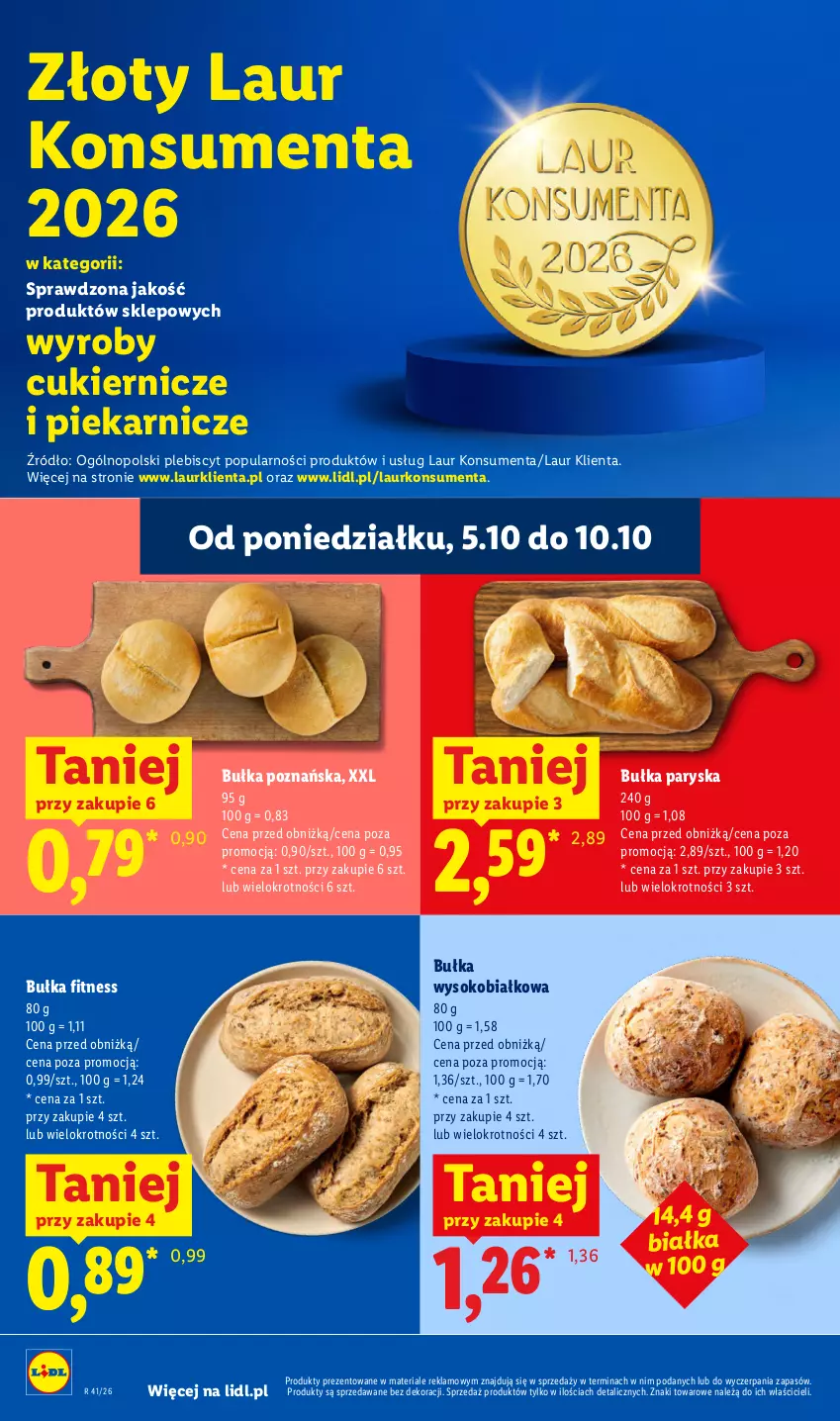 Gazetka promocyjna Lidl - Gazetka - ważna 05.10 do 07.10.2026 - strona 40 - produkty: Bułka, Bułka fitness, Cukier, Laur, Sok
