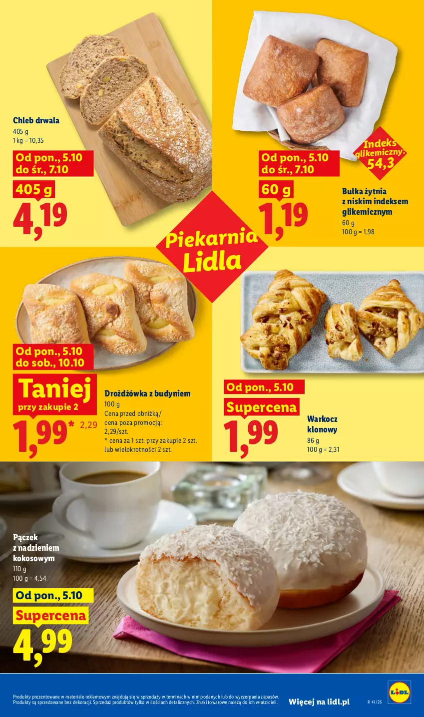 Gazetka promocyjna Lidl - Gazetka - ważna 05.10 do 07.10.2026 - strona 43 - produkty: Bułka, Chleb, Koc, Kokos, Pączek