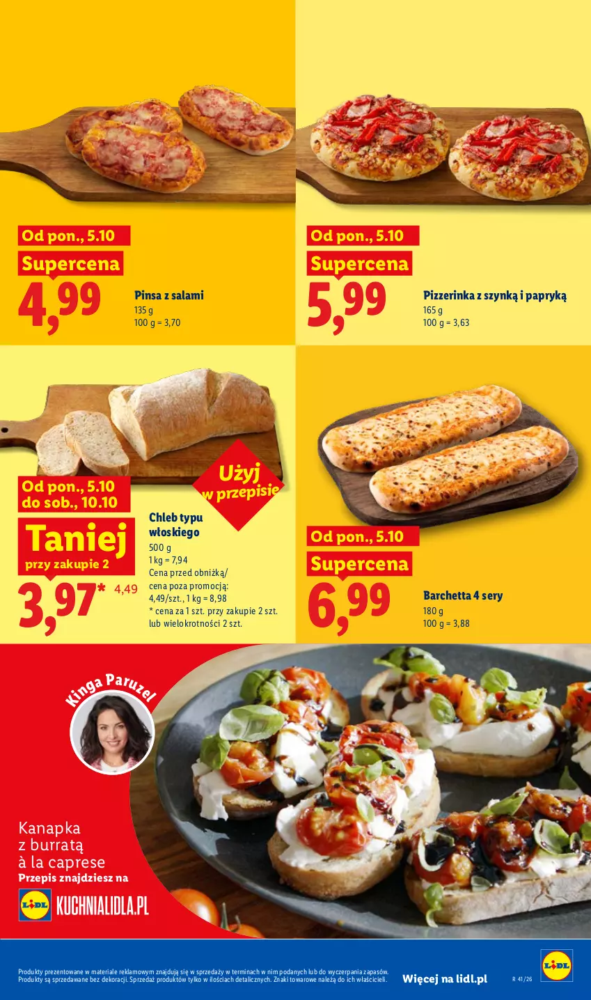 Gazetka promocyjna Lidl - Gazetka - ważna 05.10 do 07.10.2026 - strona 45 - produkty: Chleb, Chleb typu włoskiego, Inka, Salami, Ser
