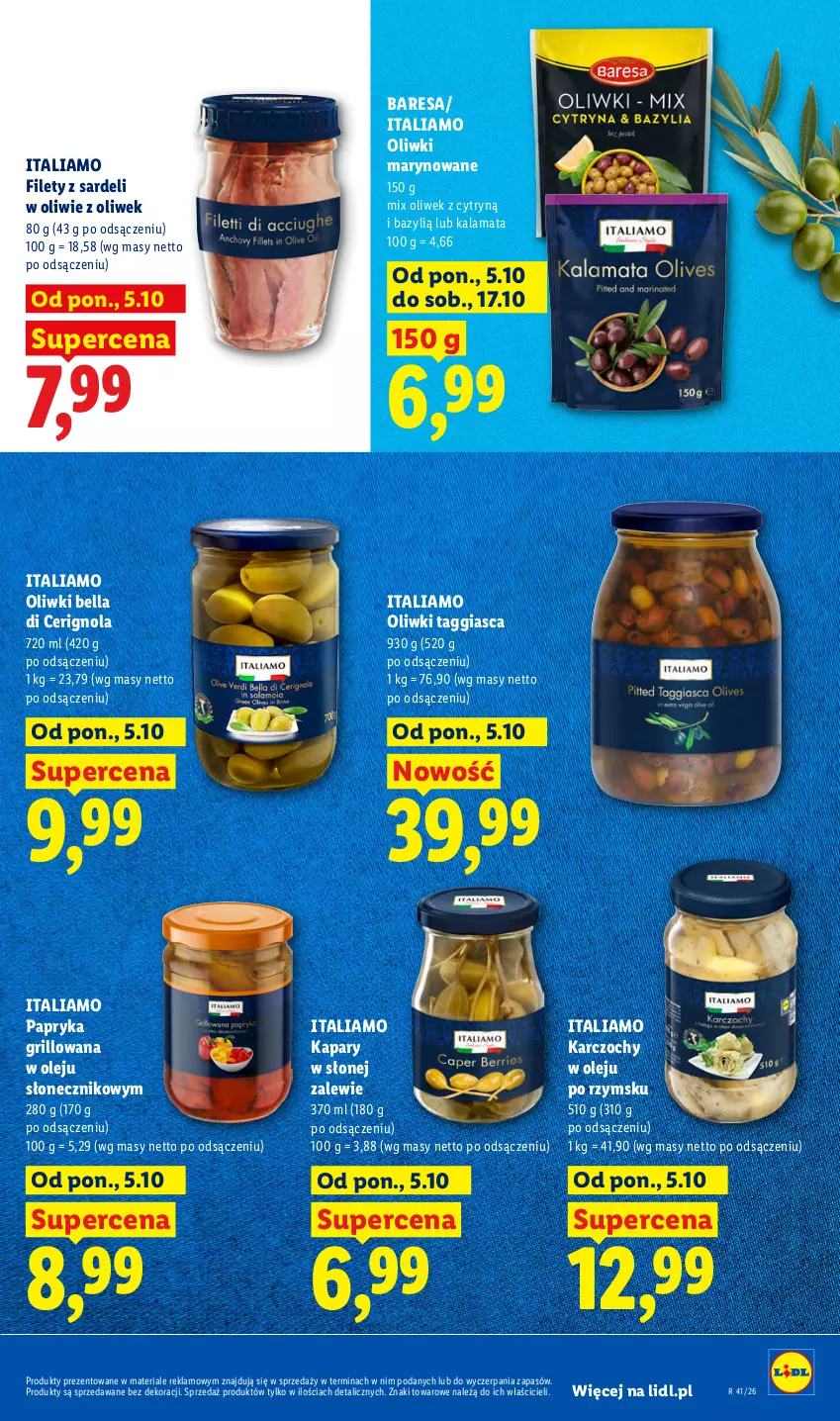 Gazetka promocyjna Lidl - Gazetka - ważna 05.10 do 07.10.2026 - strona 51 - produkty: Bazyl, Bell, Bella, Grill, Kapary, Karczochy, Olej, Oliwki, Papryka, Papryka grillowana