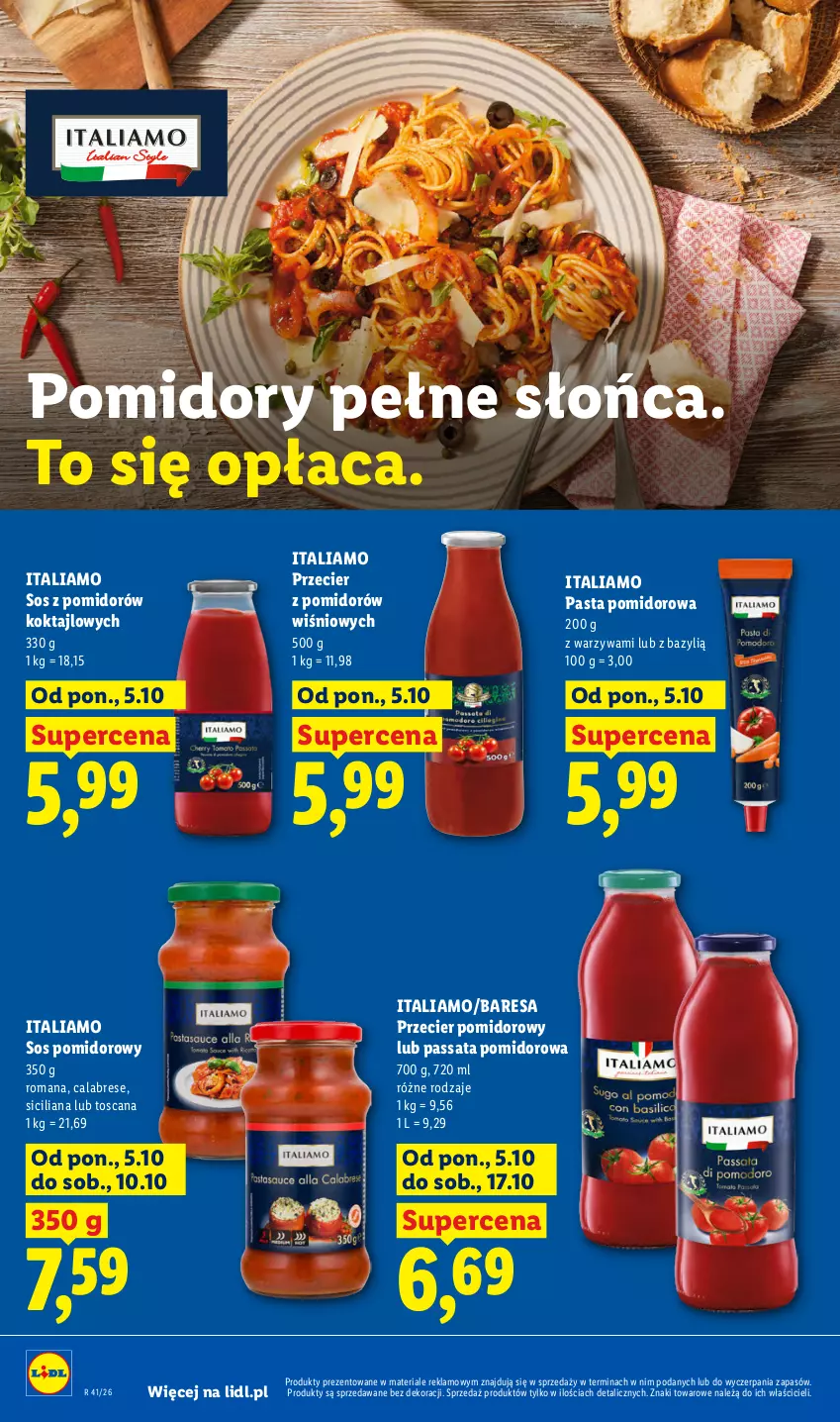 Gazetka promocyjna Lidl - Gazetka - ważna 05.10 do 07.10.2026 - strona 52 - produkty: Bazyl, Pomidory, Sos, Sos pomidorowy, Warzywa