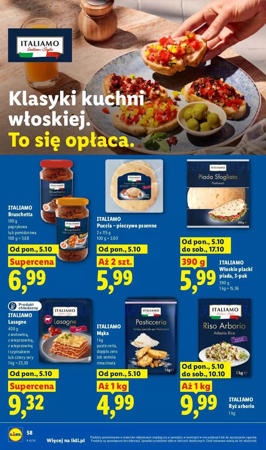 Gazetka promocyjna Lidl - Gazetka - ważna 05.10 do 07.10.2026 - strona 56 - produkty: Lack, Lasagne, Mąka, Mola, Piec, Pieczywo, Ryż, Ser, Szpinak